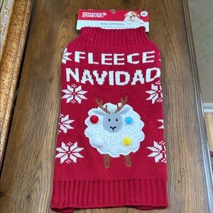 Red Holiday Forever Friends Dog Sweater - Fleece Navidad. Size M.